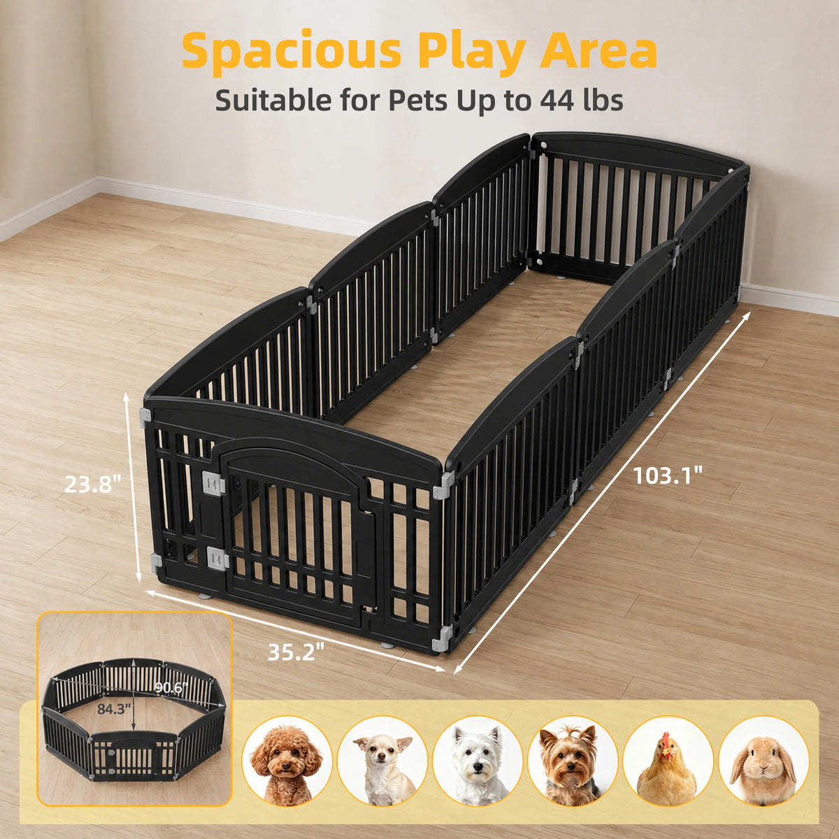 JHK Plastic Dog Playpen Expandable Indoor Outdoor Pet Fence