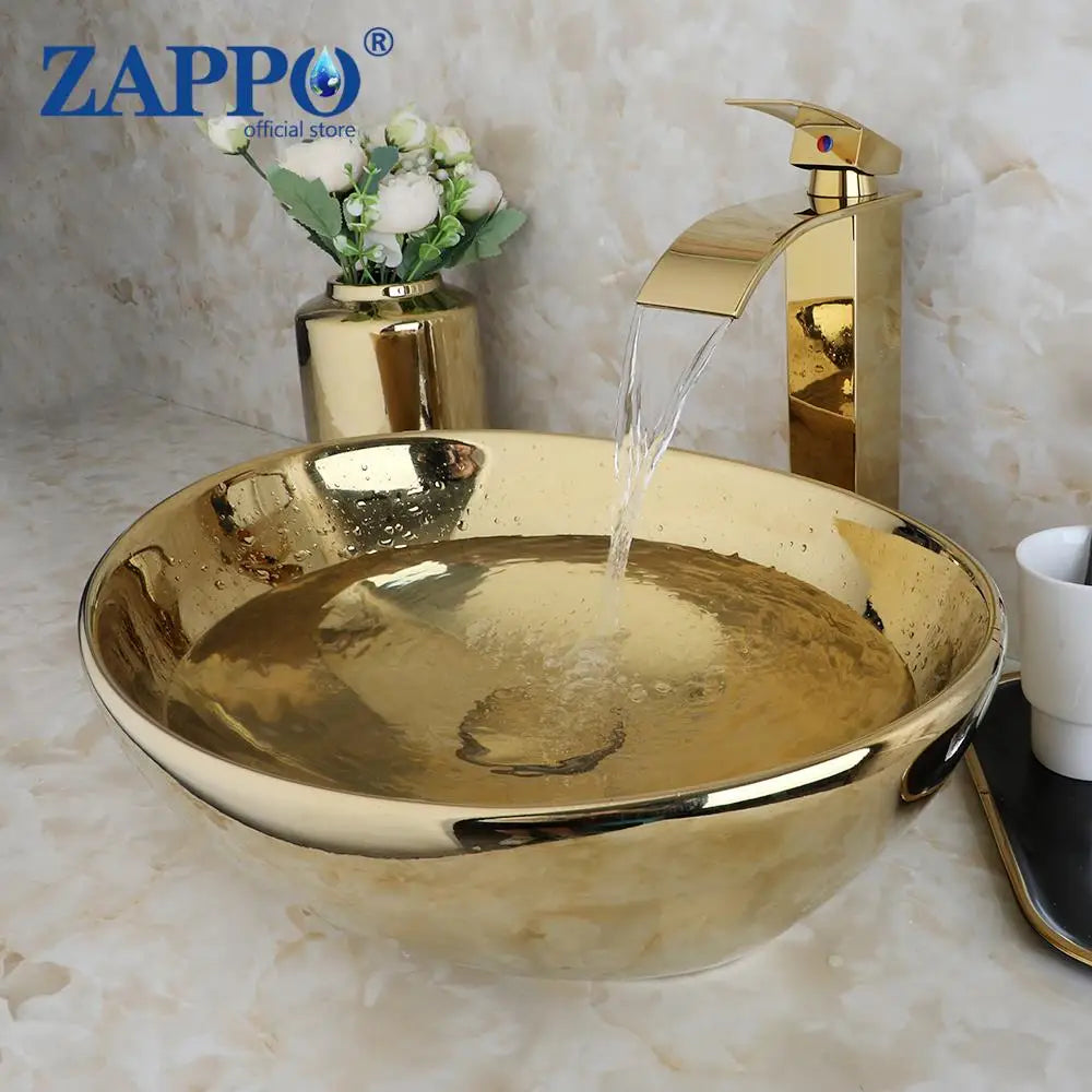 MEKKHALA Ceramic Vessel Sink Bathroom Basin Faucet Set