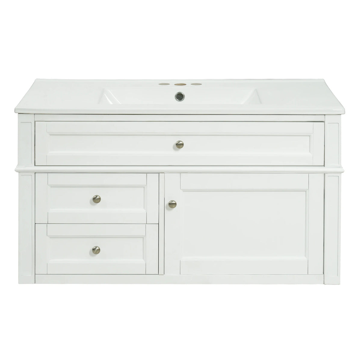 Modern Floating Bathroom Vanity With Ceramic Sink Storage Cabinet