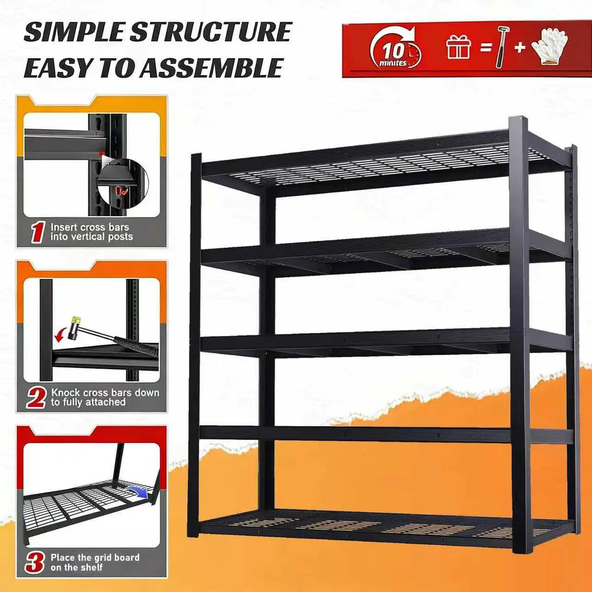 Sarenzon Adjustable Metal Double Tier Commercial Shelving Rack