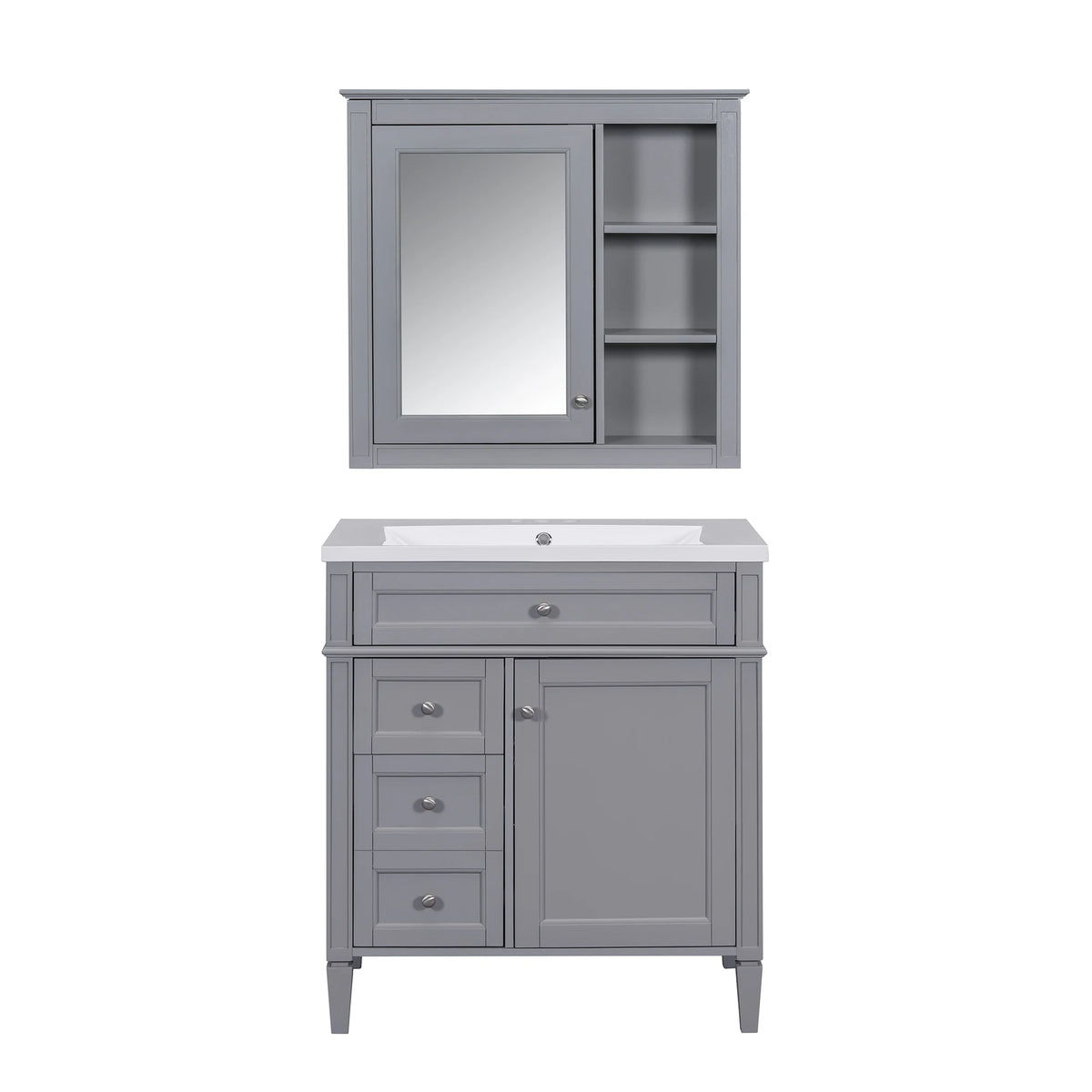Modern Freestanding Bathroom Vanity With Ceramic Sink And Storage Cabinet