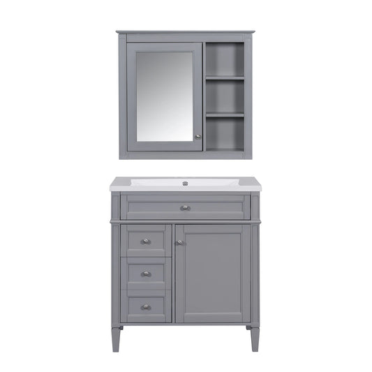 Modern Freestanding Bathroom Vanity With Ceramic Sink And Storage Cabinet