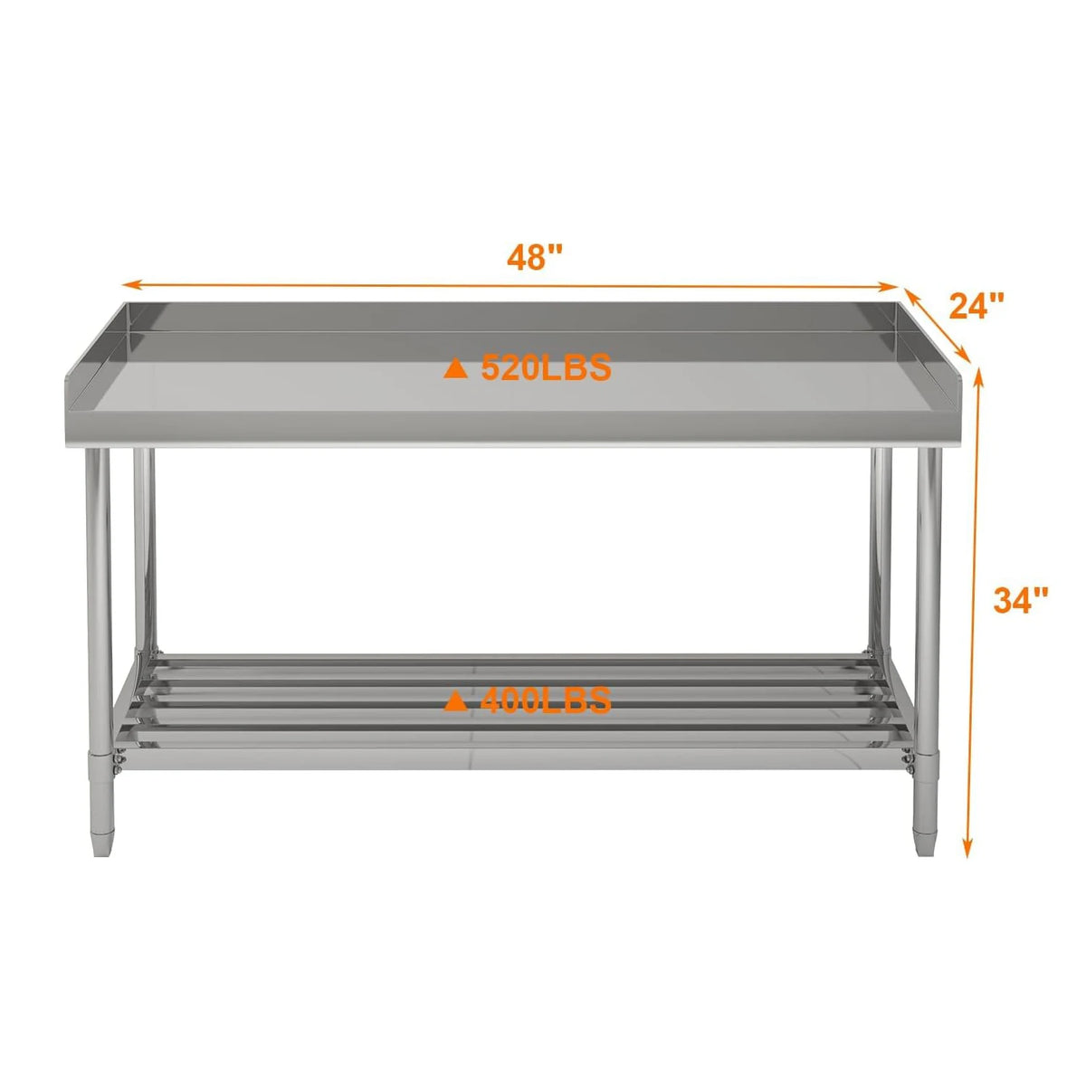 Himiss Commercial Stainless Steel Kitchen Prep Table With Adjustable Shelf
