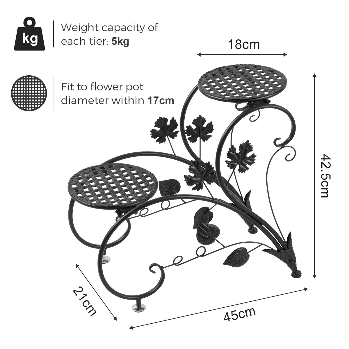 Wisfor Heart Shaped Metal Plant Stand For Garden Pots