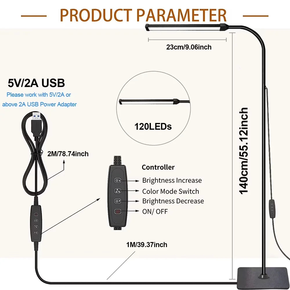 DUMILOO LED Floor Lamp With Flexible Gooseneck And Dimming