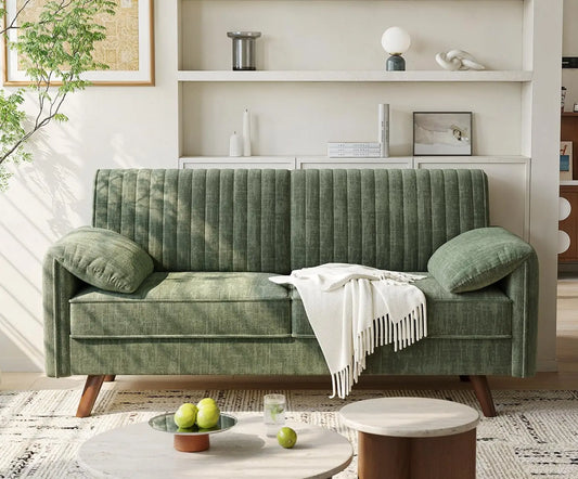 Onbrill Modern Chenille Fabric Loveseat Sofa With High Legs