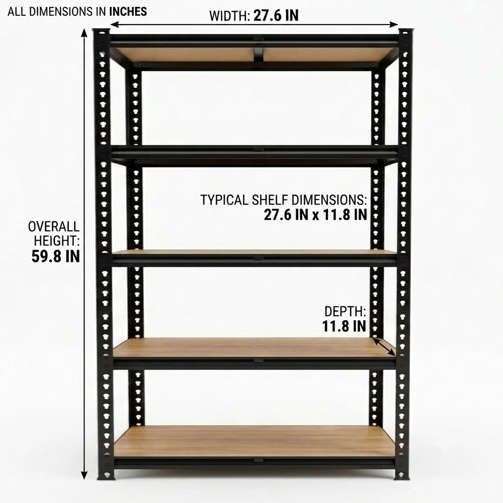 Slim 5 Tier Metal Shelving Unit Heavy Duty Storage Organizer