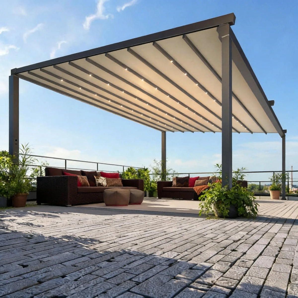 Motorized Retractable PVC Folding Patio Awning Outdoor Sun Shelter