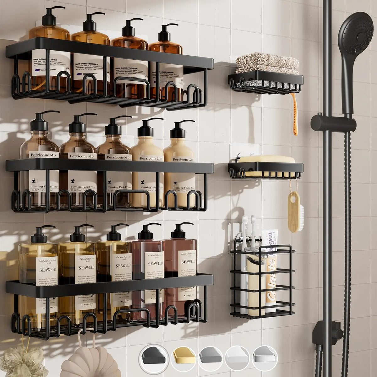 Stainless Steel Shower Caddy Organizer Wall Mounted Bathroom Shelf