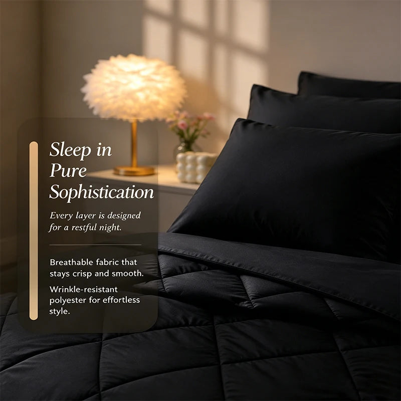 Easyum 7 Piece Soft Polyester Bedding Set With Comforter And Sheets