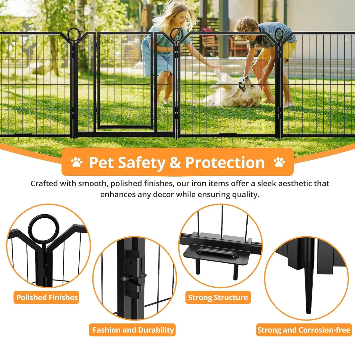 Garvee Metal Puppy Playpen With Secure Door For Indoor And Outdoor Use