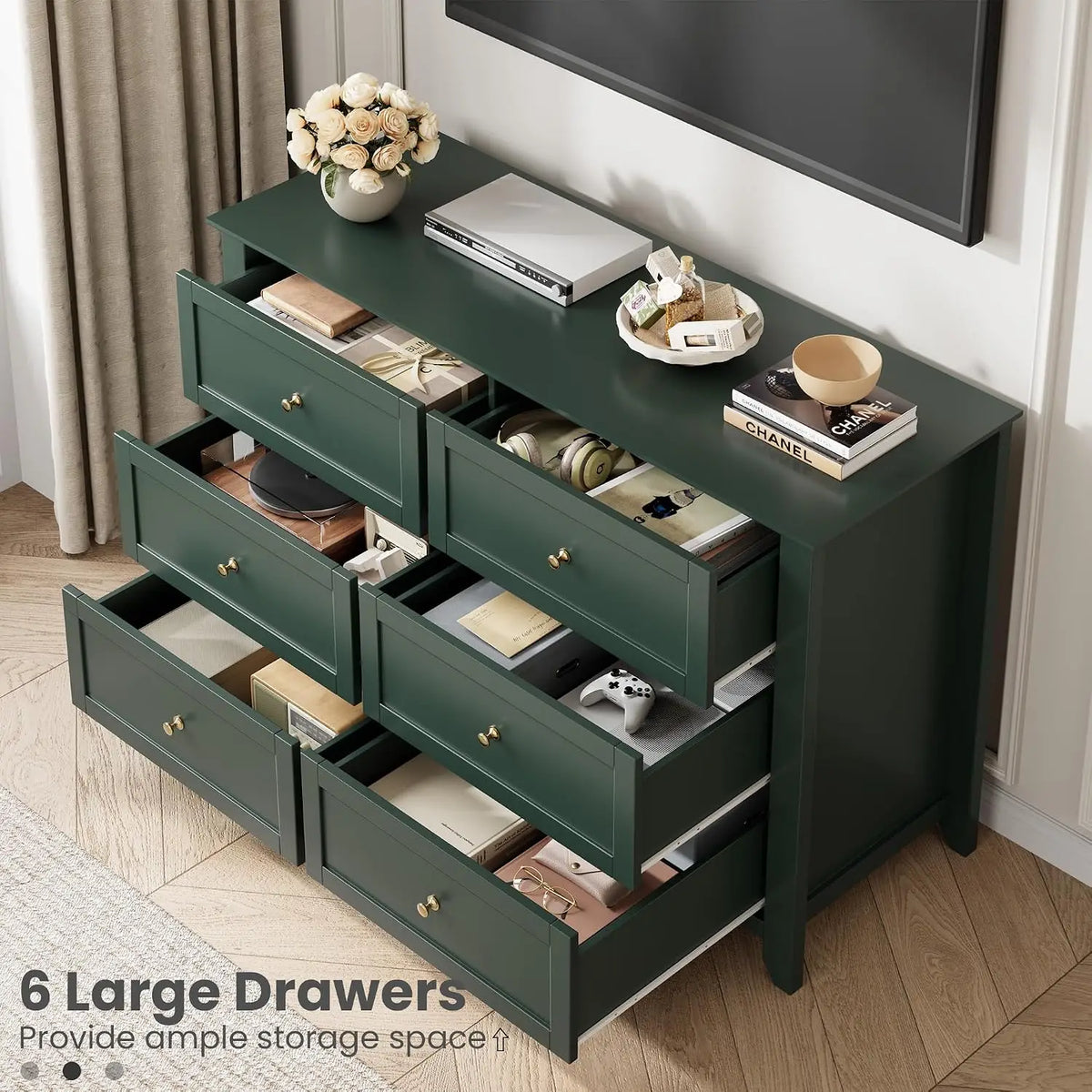Garvee Six Drawer Solid Wood Bedroom Storage Cabinet