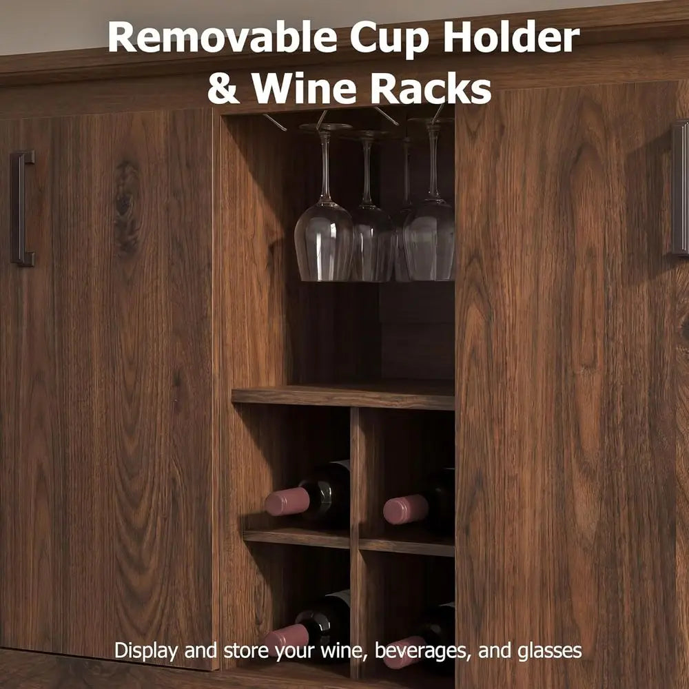 Sideboard With Wine Rack And Glass Holder Engineered Wood Storage