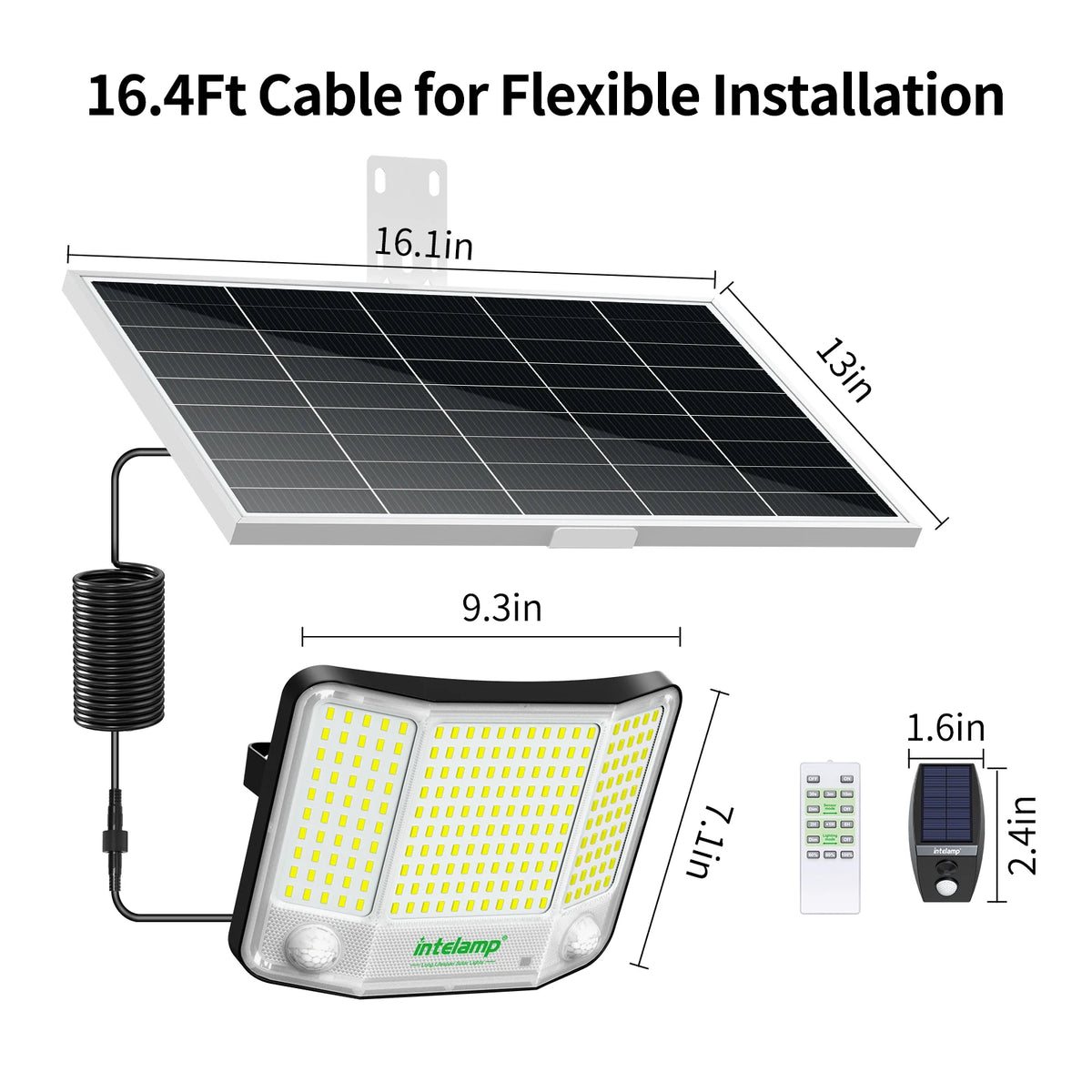 Intelamp Solar Street Flood Light With Dual Motion Sensors
