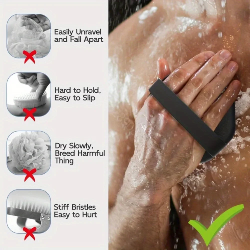 Soft Silicone Back Scrubber With Long Handle For Gentle Exfoliation