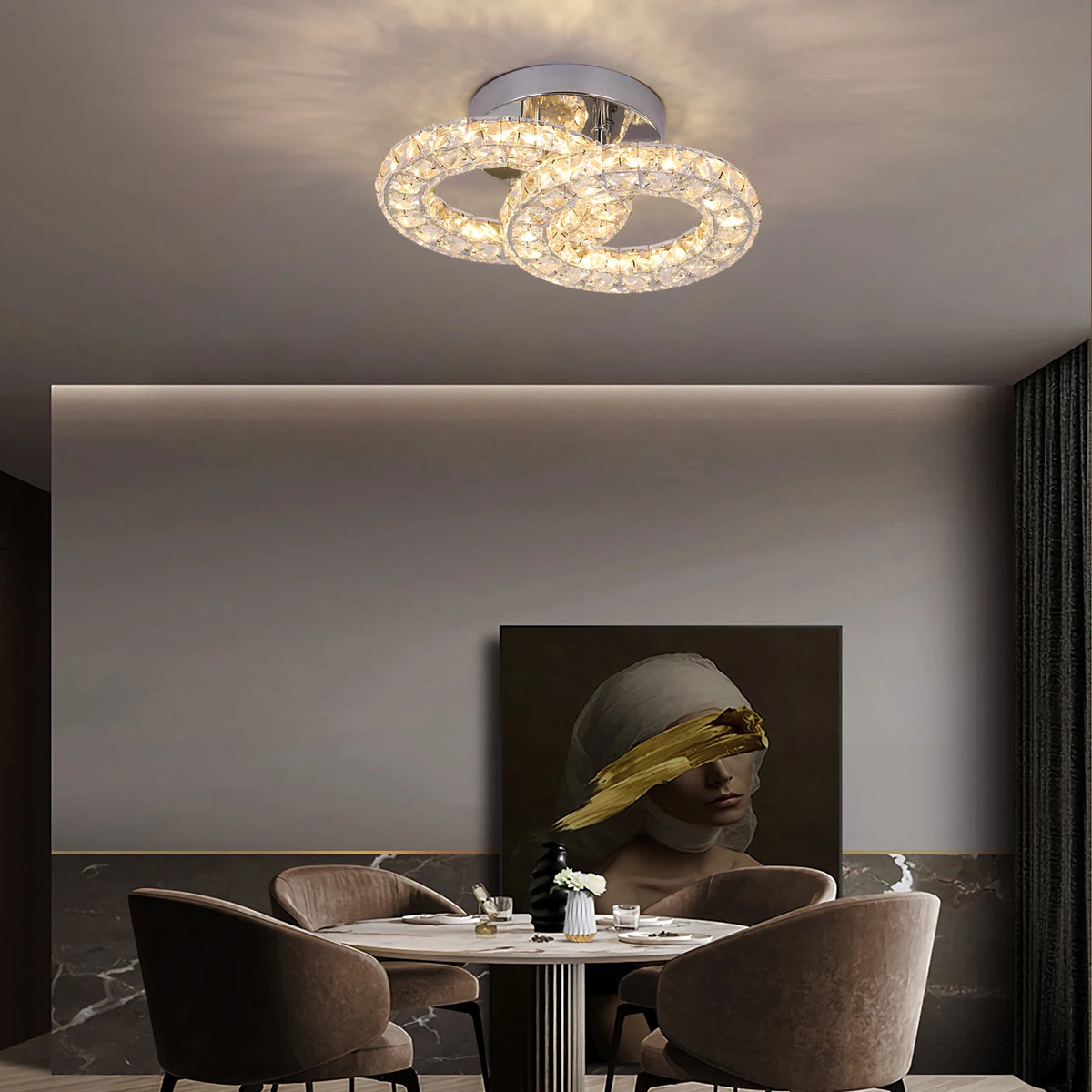 GreeLustr Modern Luxury Crystal Ceiling Lamp Chandelier Dining Living Room LED Indoor Lighting Fixture Home Decor Bedroom