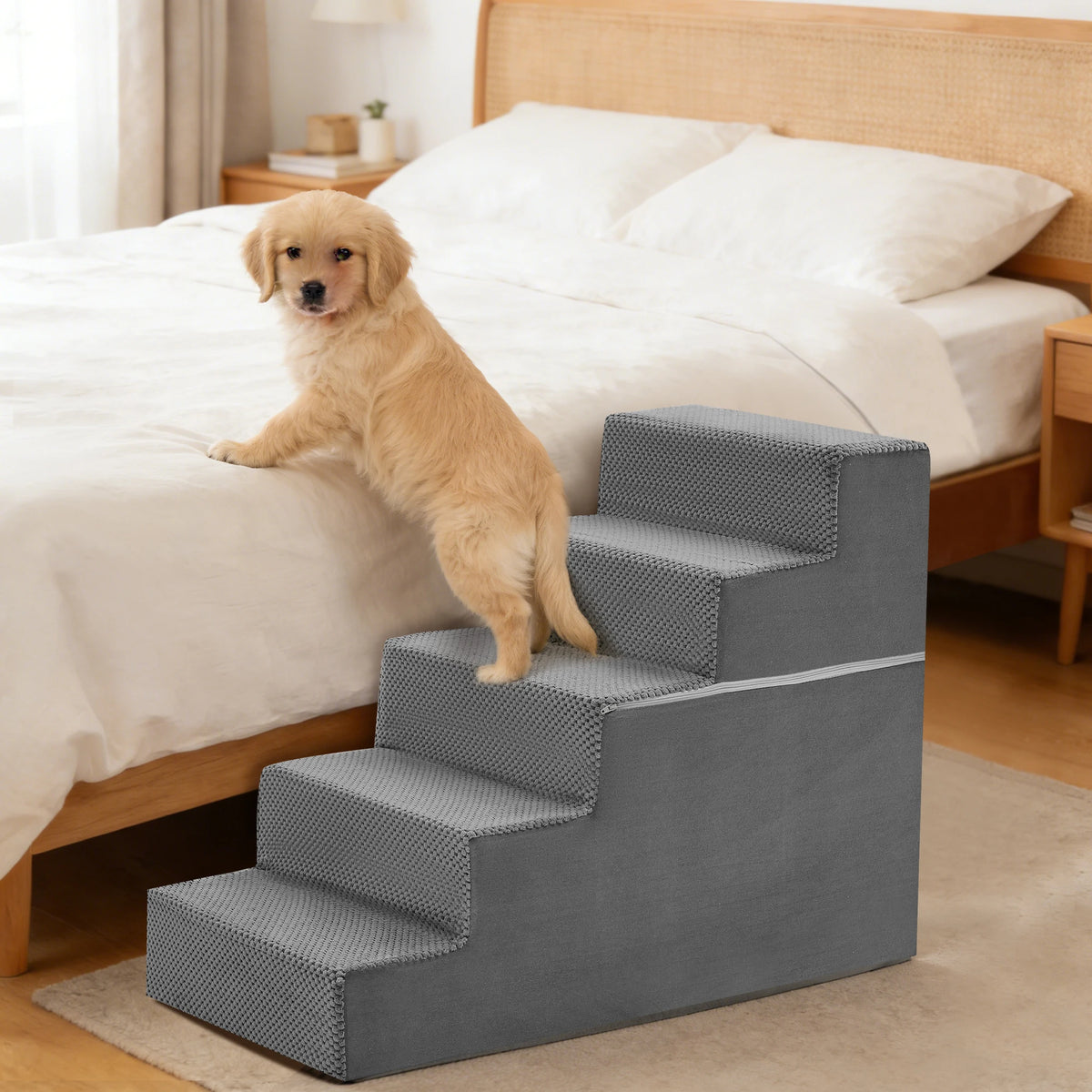 Foam Dog Stairs Ramp With Curved Non Slip Climbing Steps