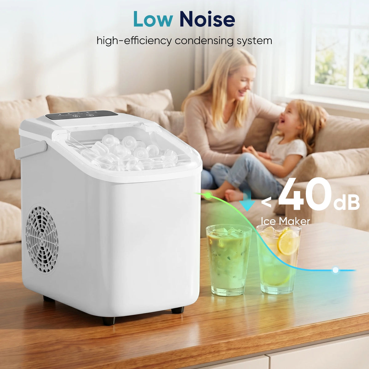 Compact Countertop Portable Ice Maker With Handle And Scoop