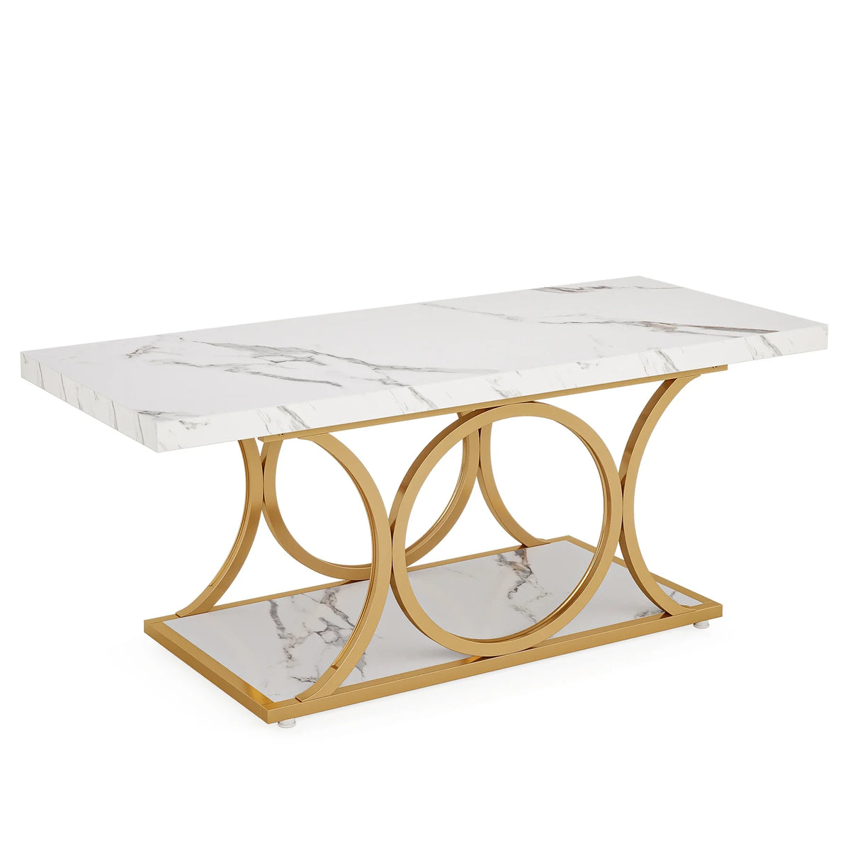 Tribesigns Modern Faux Marble Two Tier Rectangle Coffee Table