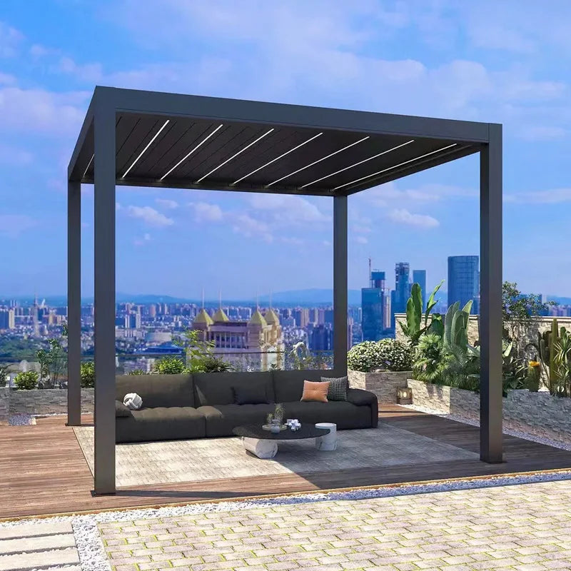 Motorized Aluminum Louvered Pergola For Outdoor Living Spaces