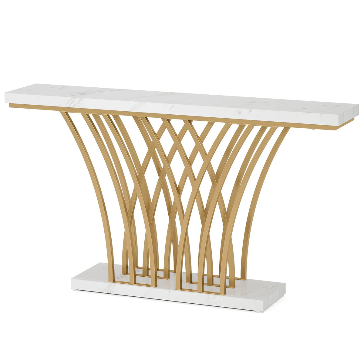 Tribesigns Modern Metal Console Table with Grid Base for Entryway