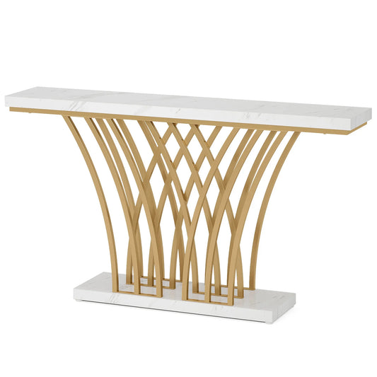 Tribesigns Modern Metal Console Table with Grid Base for Entryway