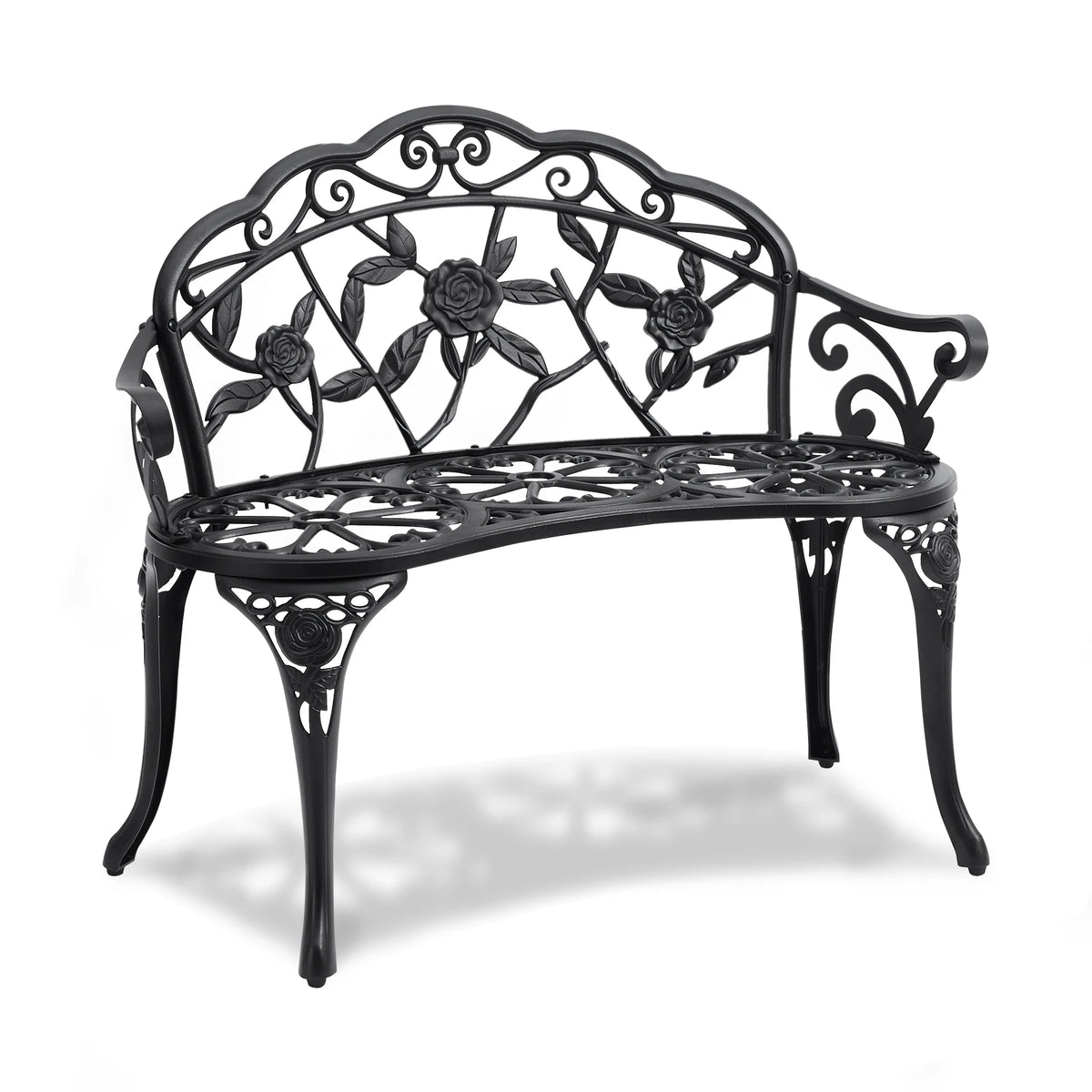 SucceBuy Outdoor Wooden Metal Garden Bench Patio Furniture