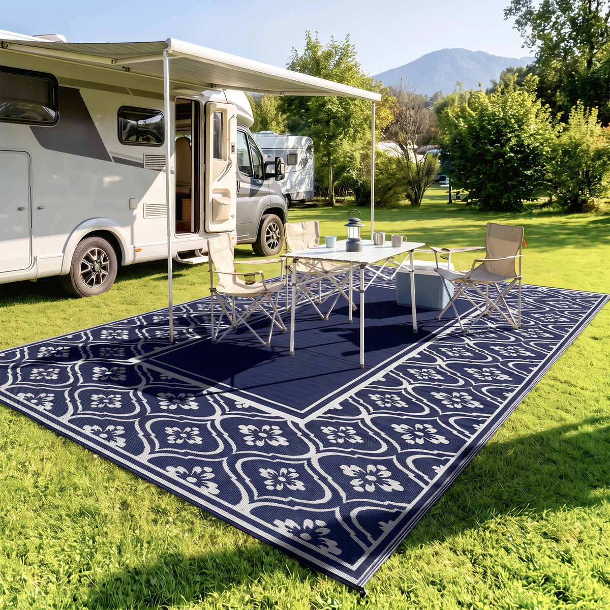 Outsunny Modern Rectangular Outdoor Patio Floor Rug Garden Decor