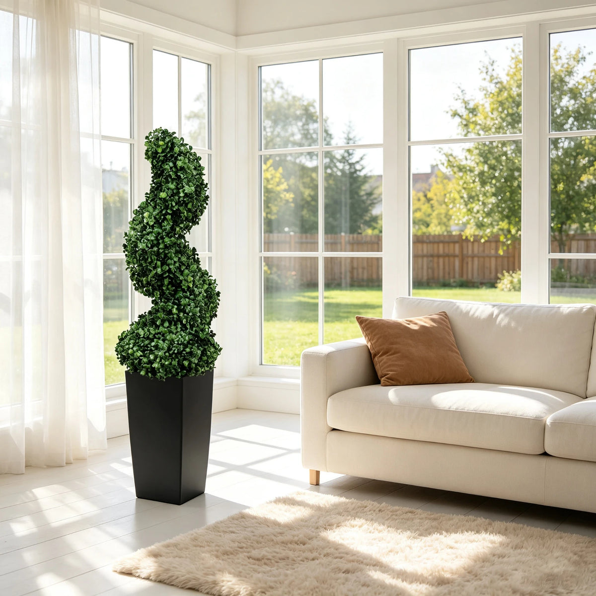 Olitree Artificial Boxwood Spiral Topiary Trees With Planters