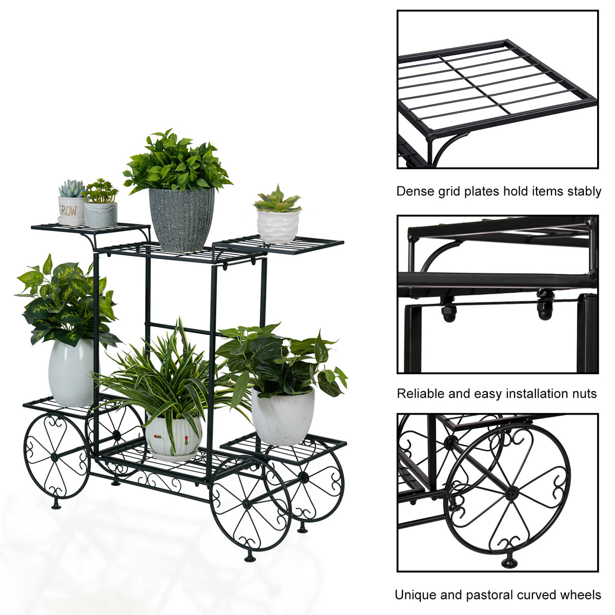 Wisfor Metal Garden Plant Stand Six Tier Pot Holder Organizer