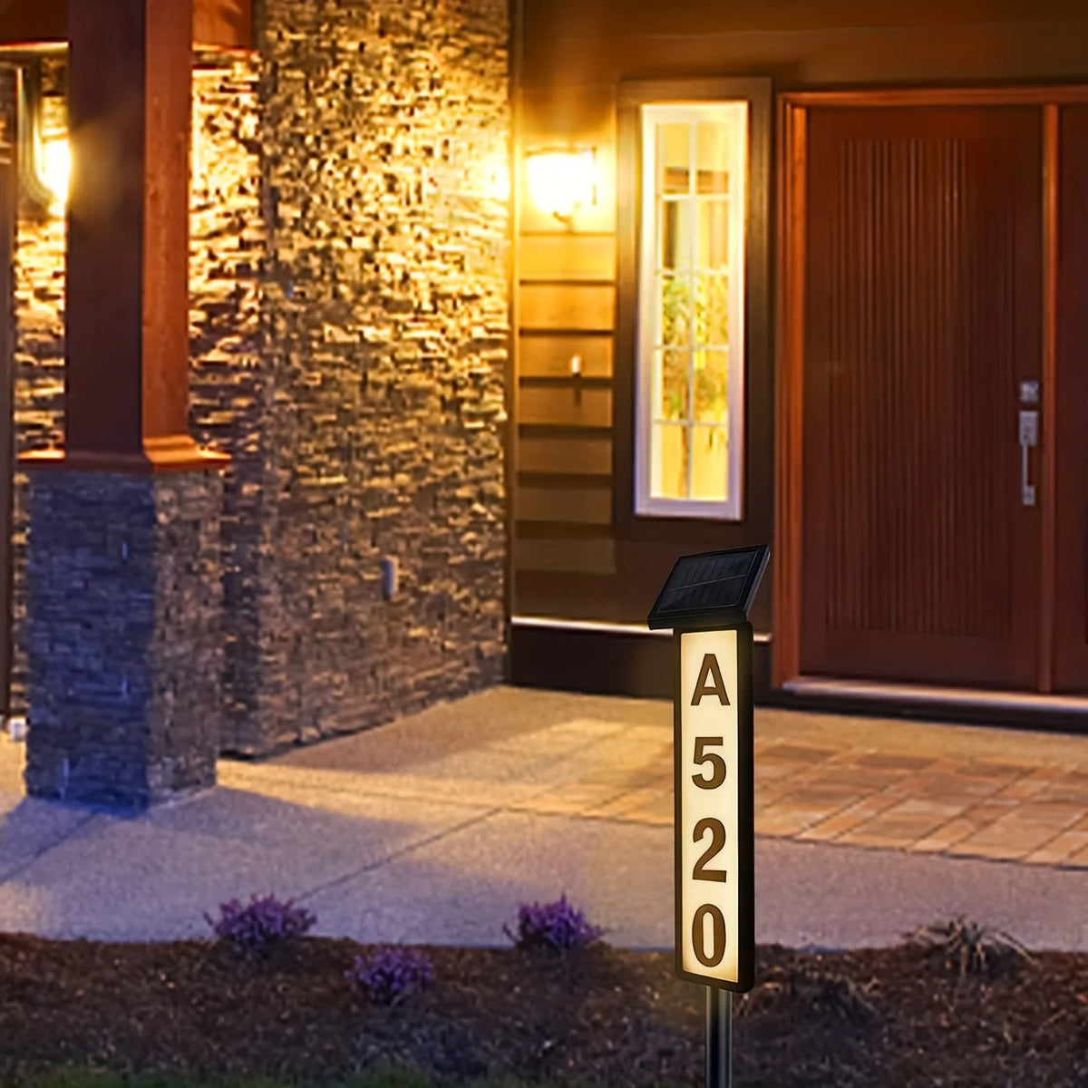 Solar Powered Outdoor Address Sign Light For Homes And Lawns