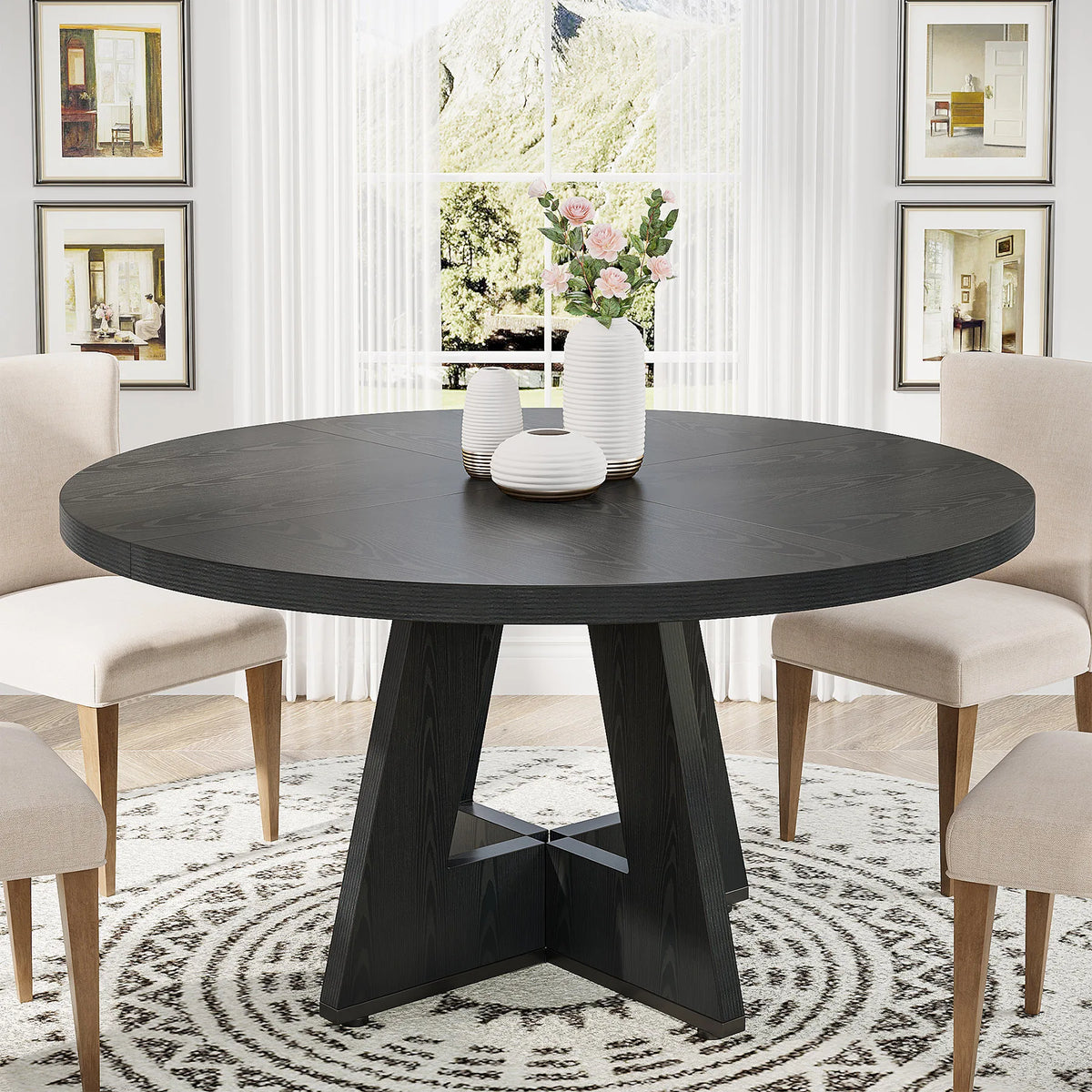 Tribesigns Round Farmhouse Kitchen Table For Dining Room Modern Design