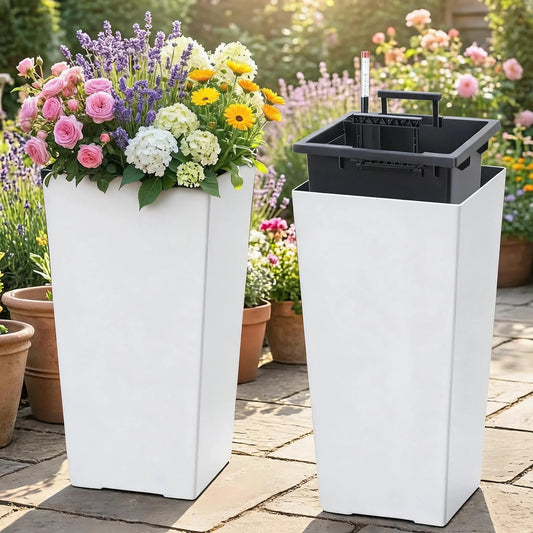 HiMISS Self Watering Planter Pots Set For Indoor Outdoor Plants
