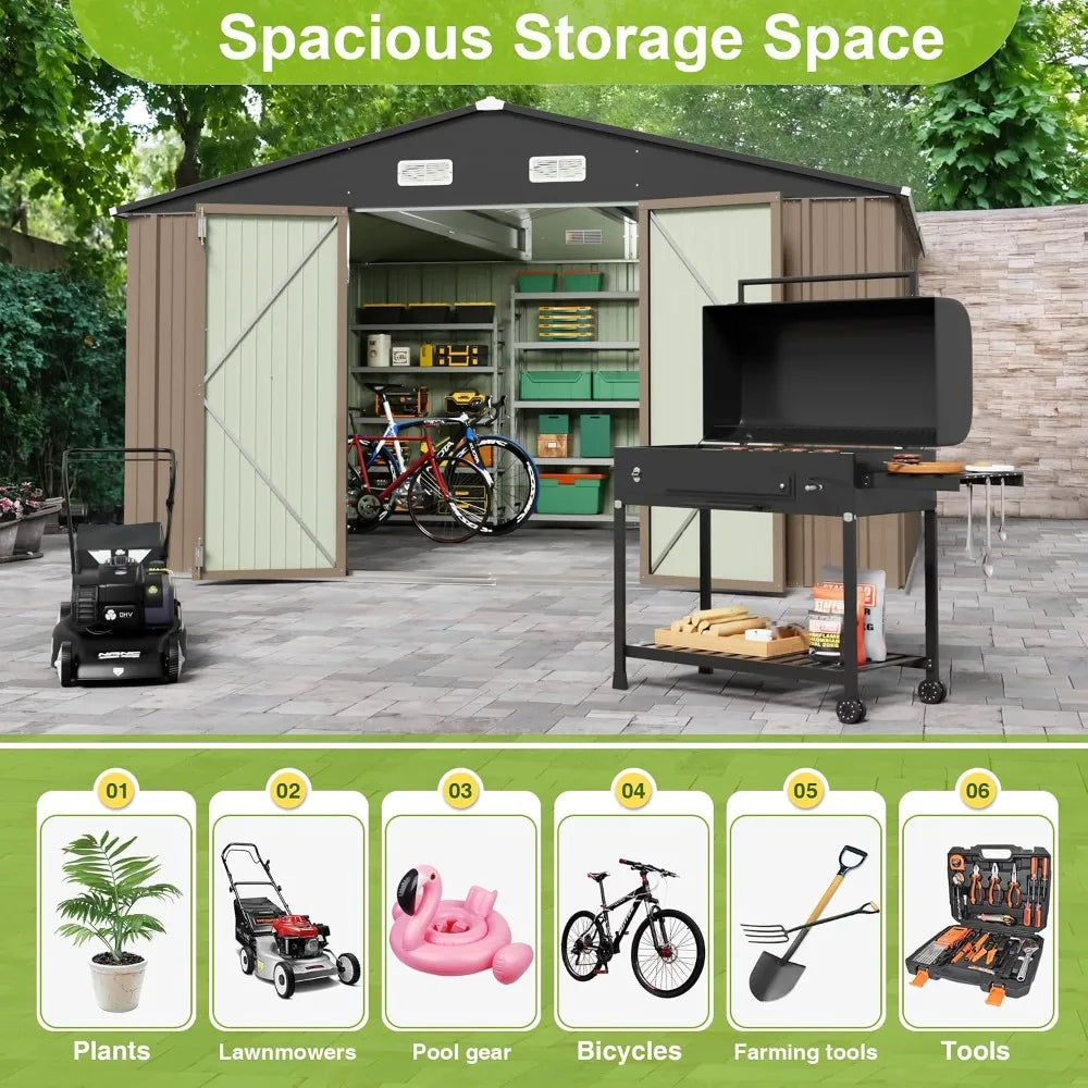 Metal Storage Shed For Backyard Patio Lawn Garden Tools