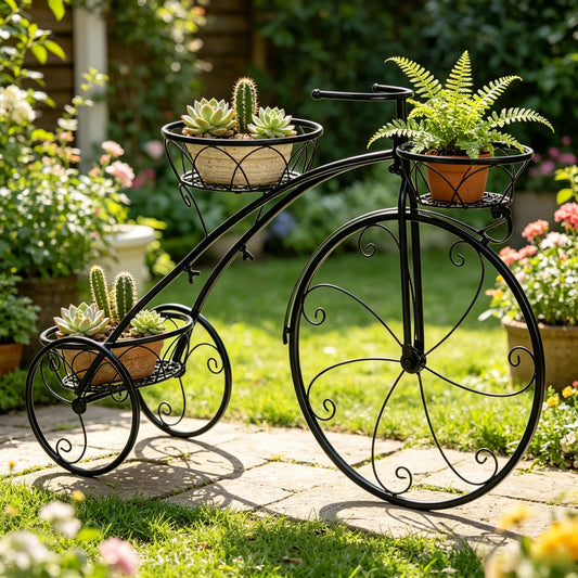 Wrought Iron Bicycle Plant Stand For Garden Patio Decor