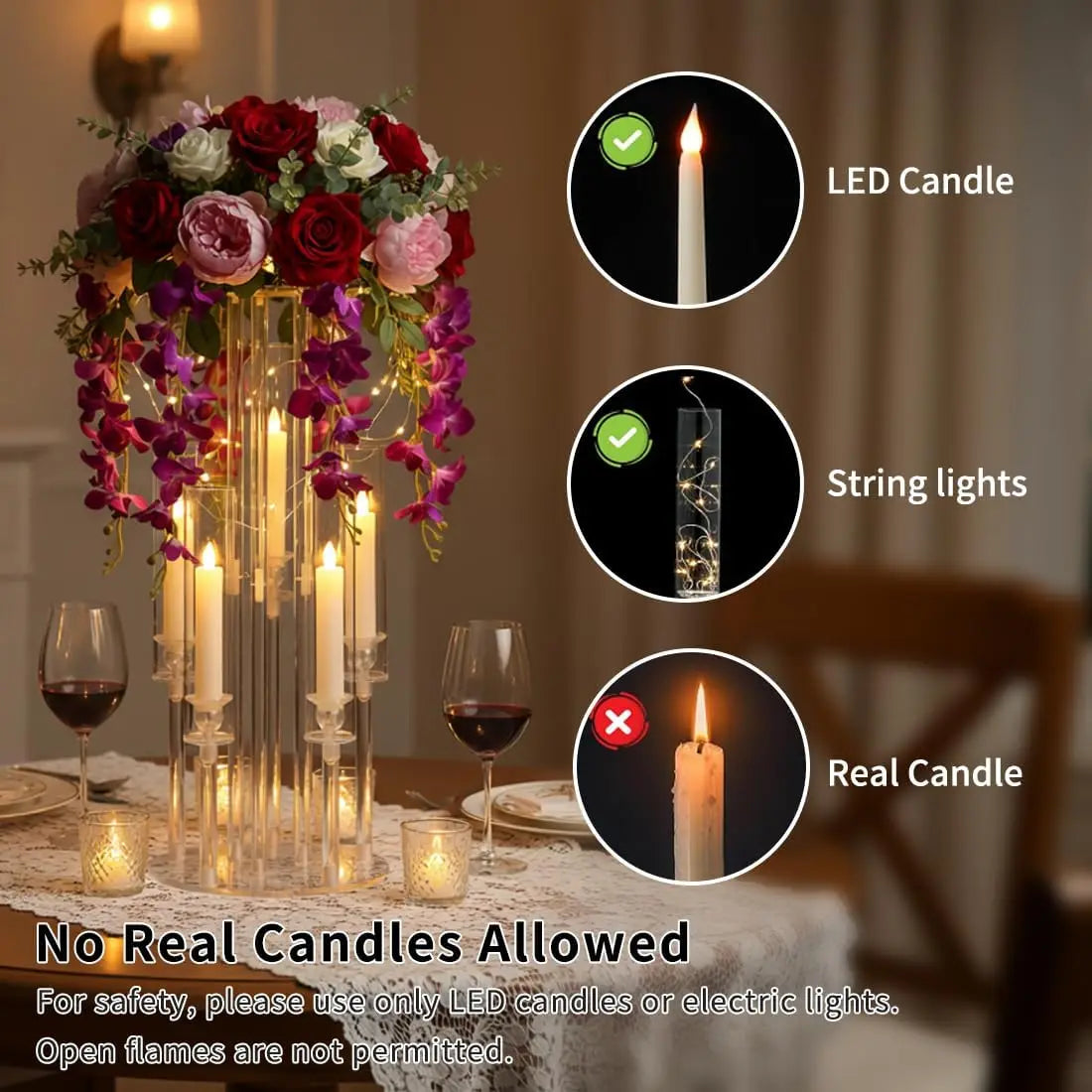 Clear Acrylic Five Arm Candelabra Wedding Centerpiece Table Stand
