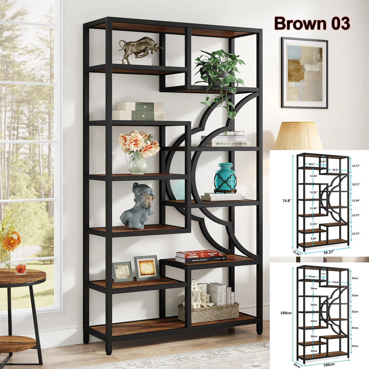 Tribesigns Five Tier Industrial Bookshelf Freestanding Display Shelf