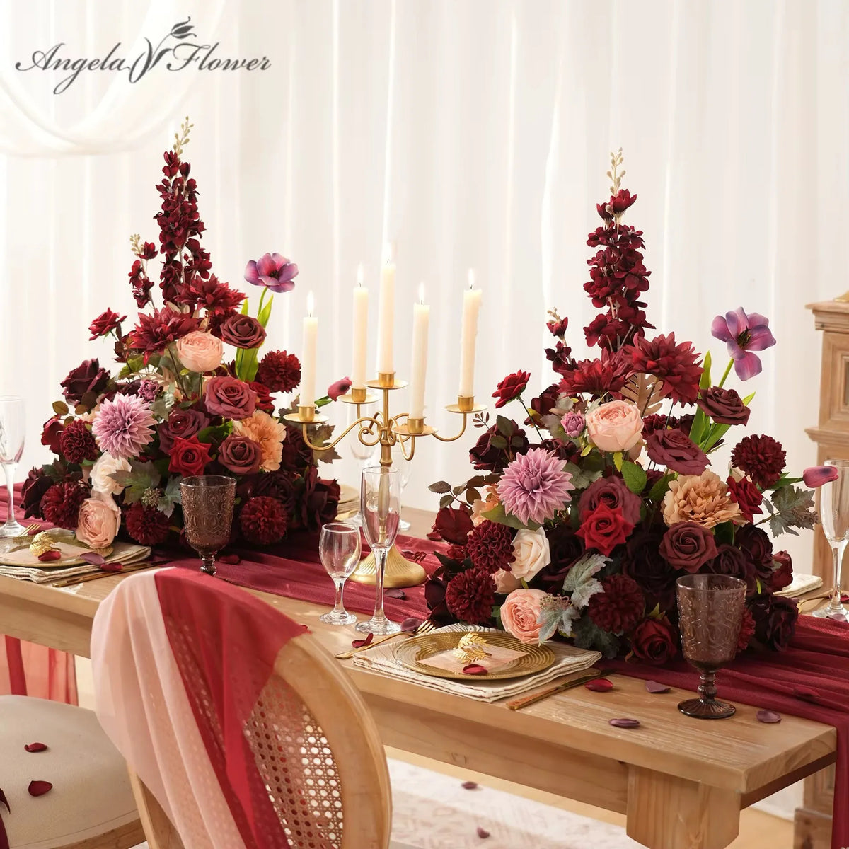 Angela Flower Artificial Silk Rose Ball Centerpiece Decoration