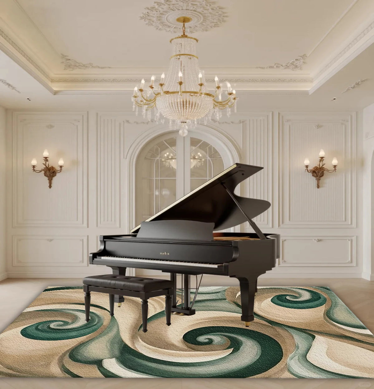 Abstract Swirl Polyester Carpet With Rubber Backing For Home