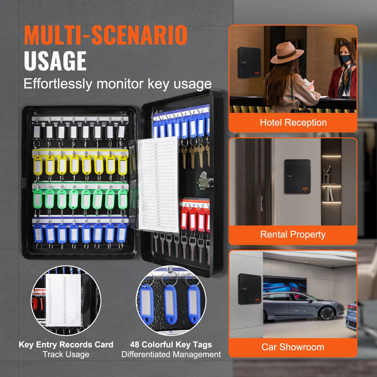 SucceBuy Key Cabinet Lock Box With Adjustable Racks Secure Storage