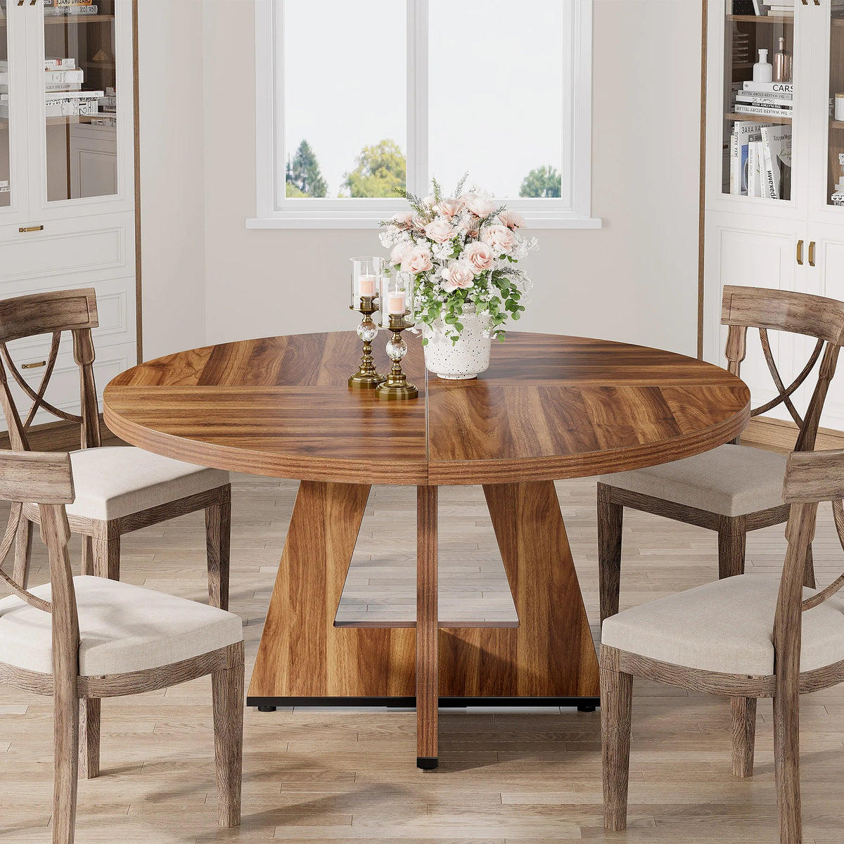 Tribesigns Round Farmhouse Kitchen Table For Dining Room Modern Design