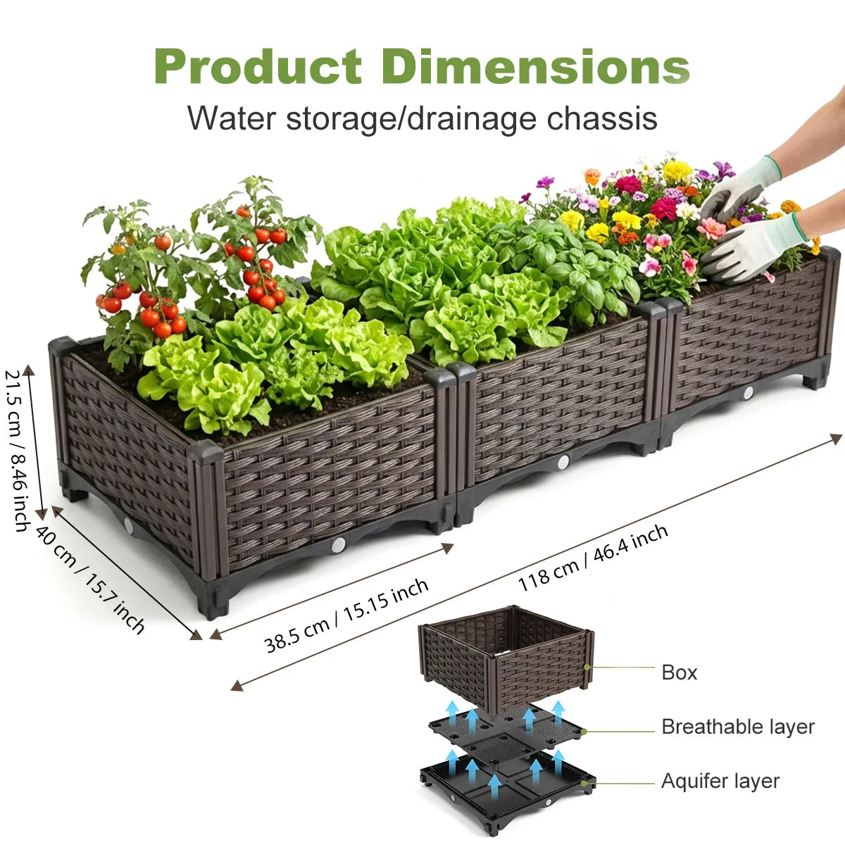 Raised Garden Bed Kit Outdoor Plastic Planter For Vegetables Herbs