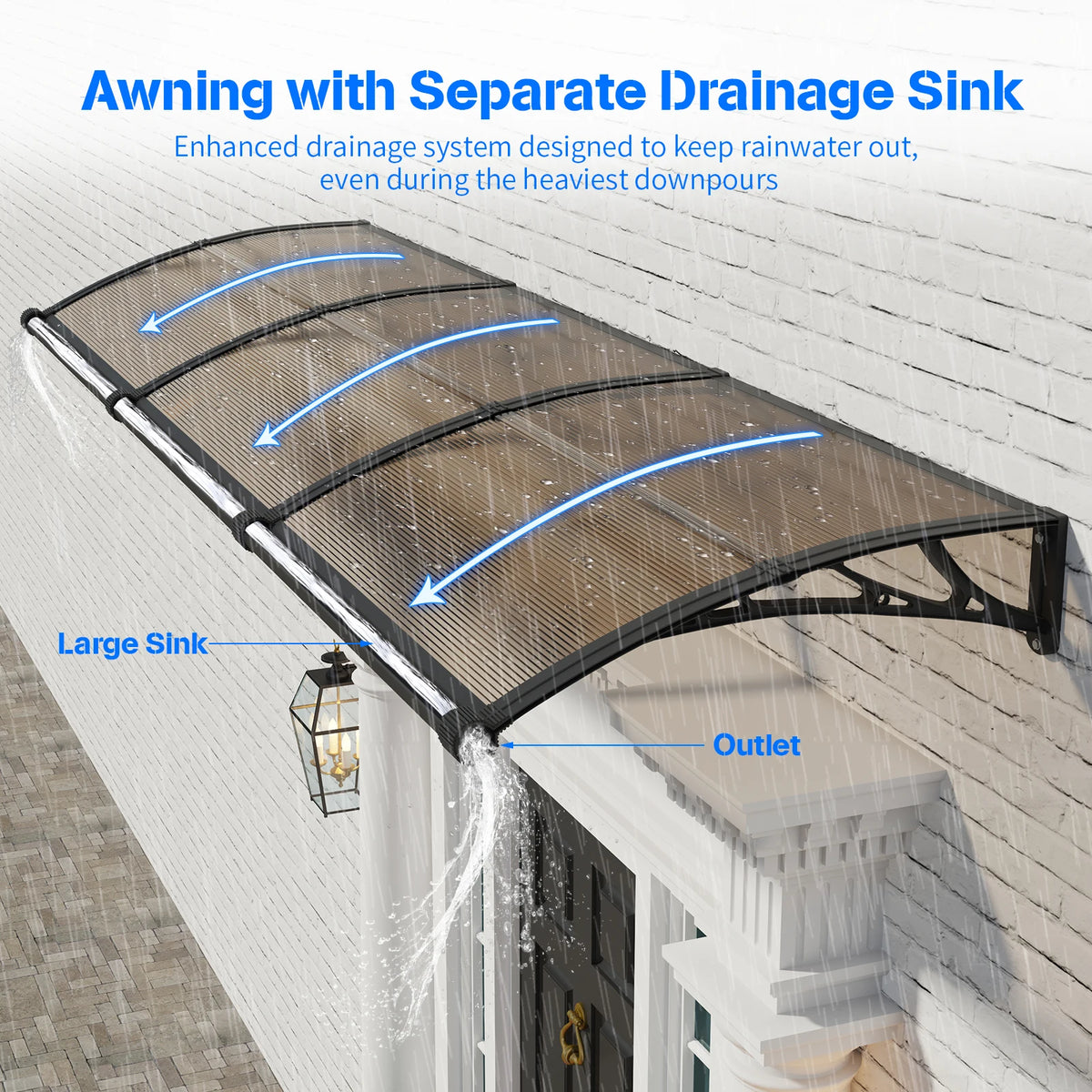 Polycarbonate Door Awning Canopy UV Resistant Rain And Sun Cover