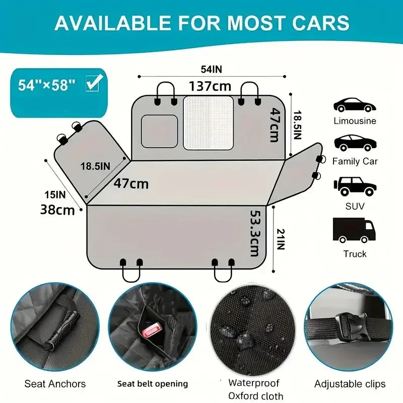 Waterproof Dog Car Seat Cover Hammock With Nonslip Protection