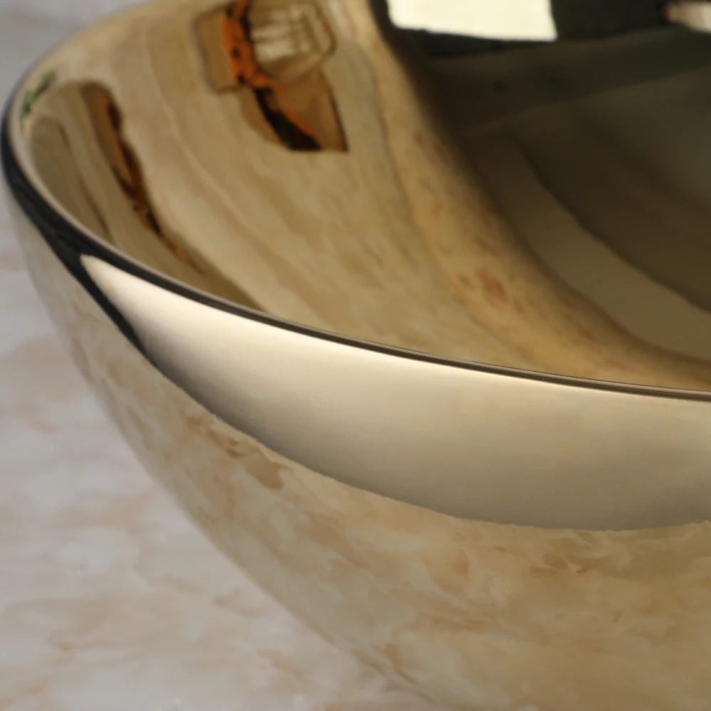 MEKKHALA Ceramic Vessel Sink Bathroom Basin Faucet Set