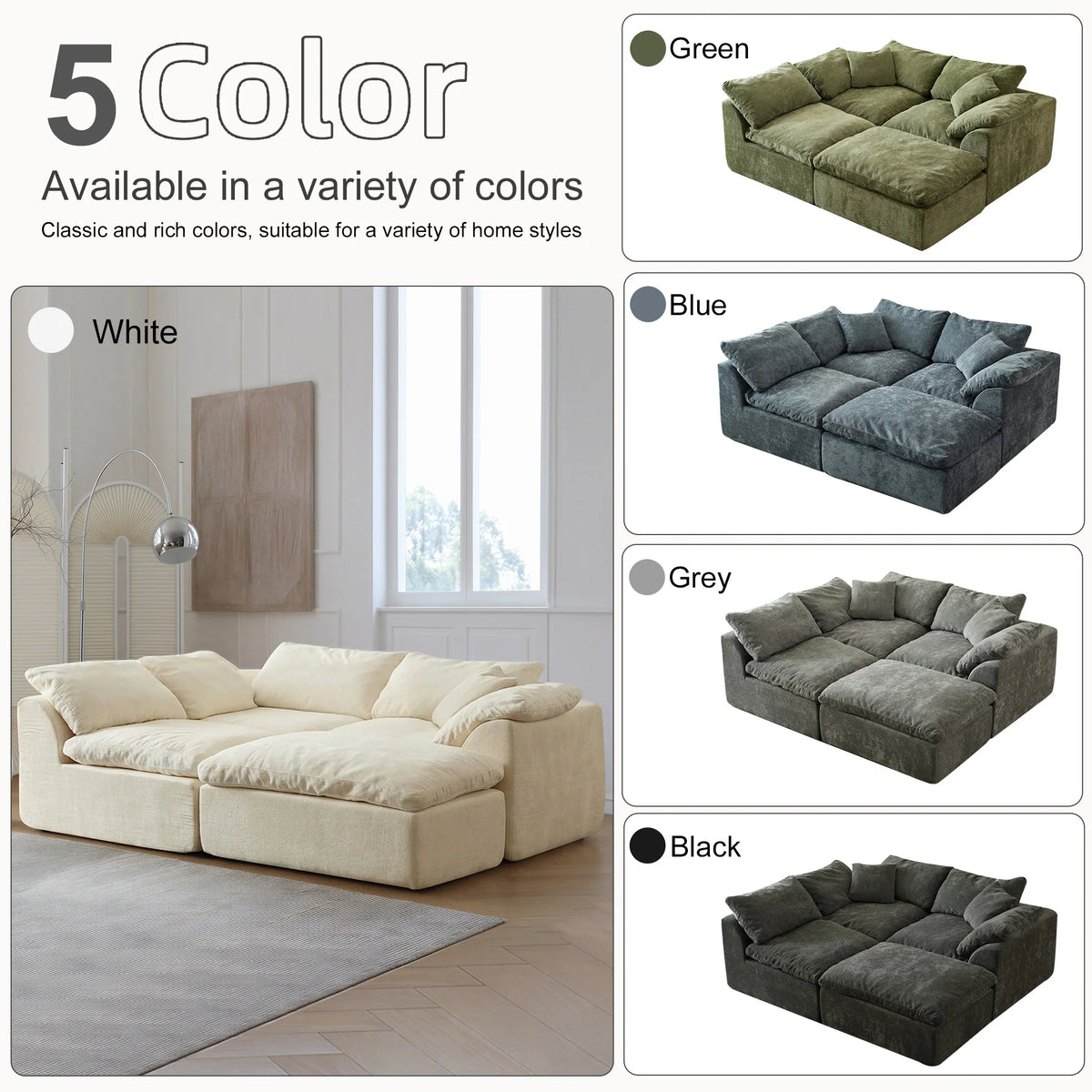 Yeflixvrau Modern Modular Sectional Sofa With Deep Seating For Homes