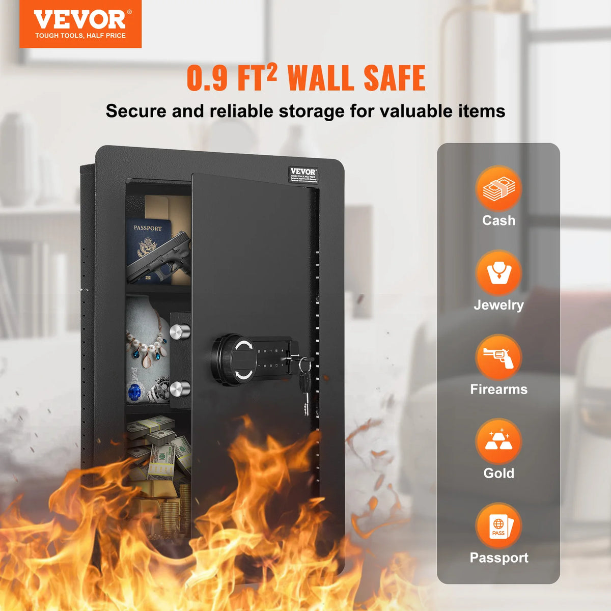 SucceBuy Hidden Wall Safe With Keypad And Adjustable Shelves