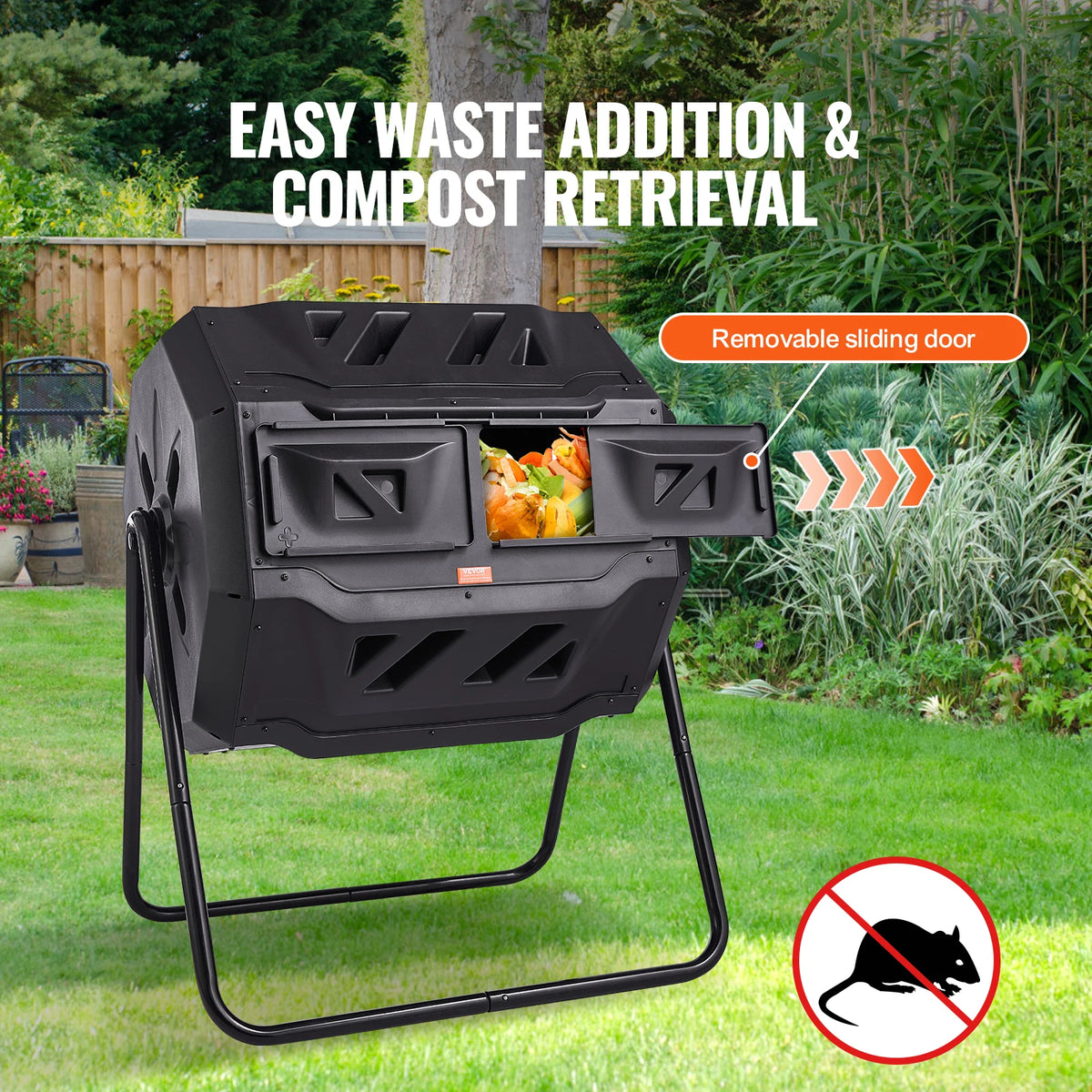 SucceBuy Dual Chamber Tumbling Composter For Garden Kitchen Yard Outdoor