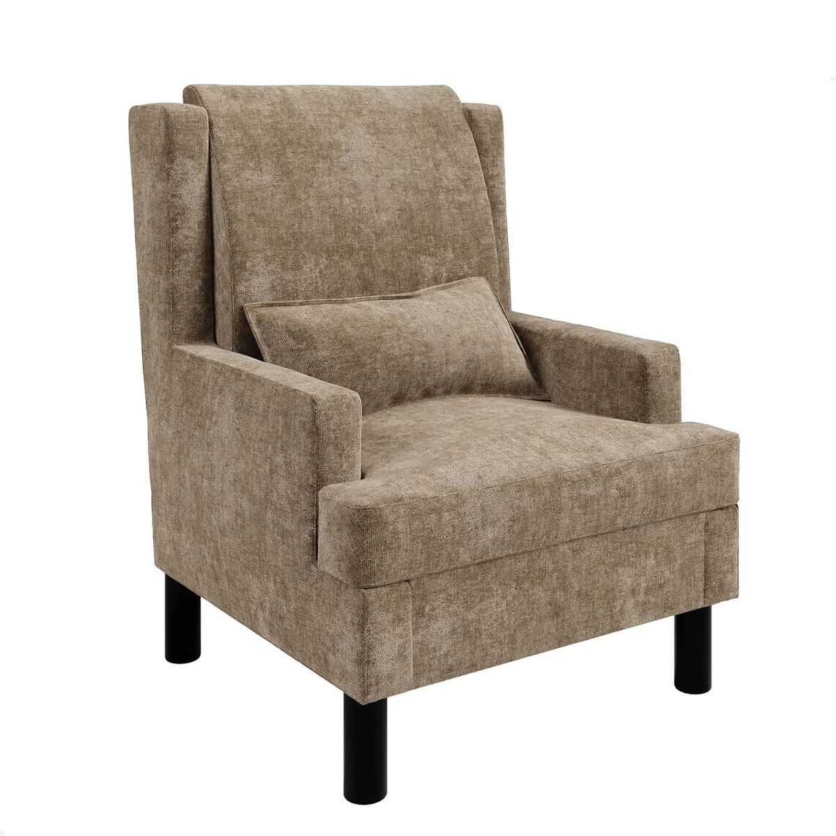 HiMiss Mid Century Modern Wingback Armchair With Lumbar Pillow