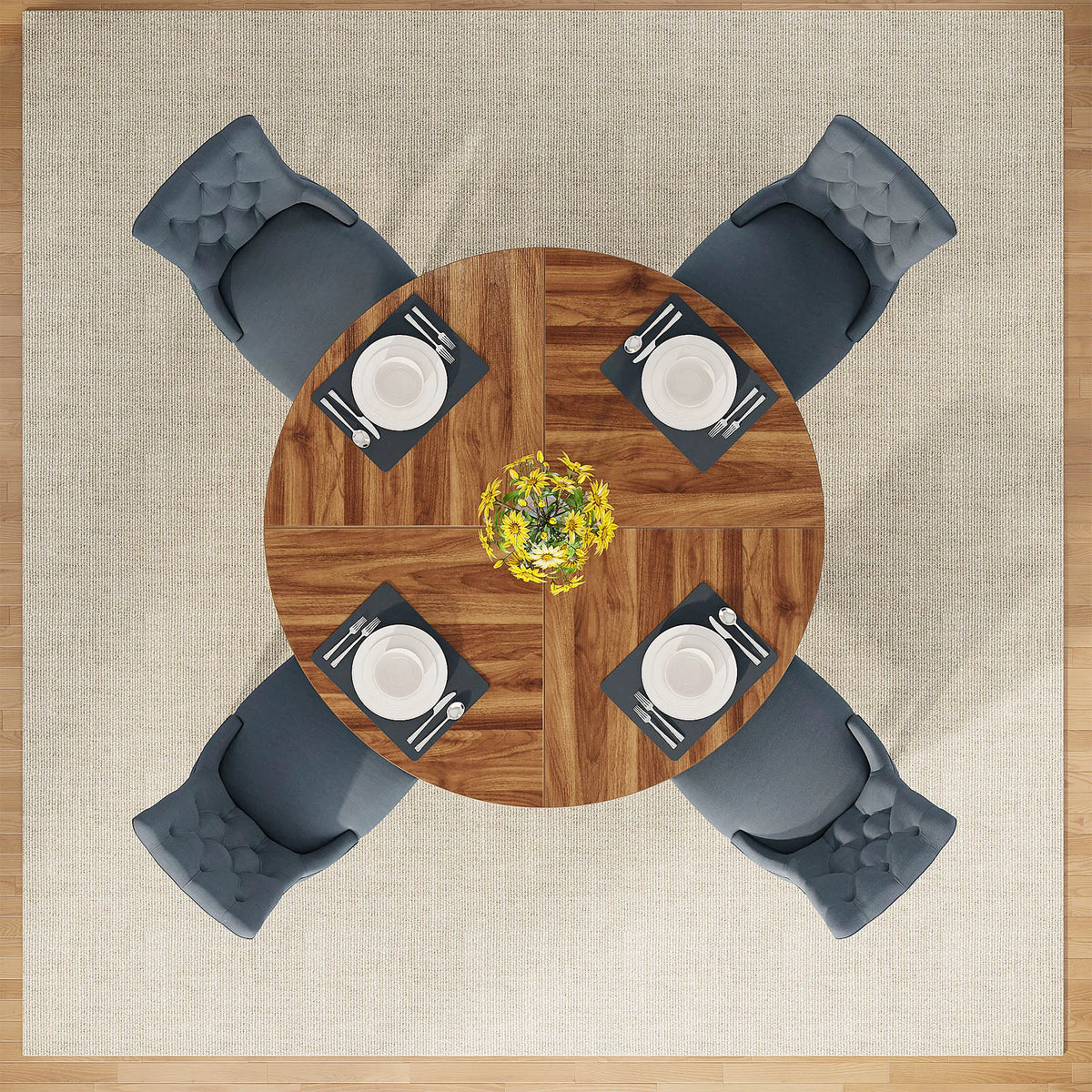 Tribesigns Round Farmhouse Kitchen Table For Dining Room Modern Design
